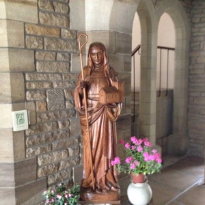 St. Hilda's statue outside of St. Hilda's Priory Chapel, Sneaton Castle